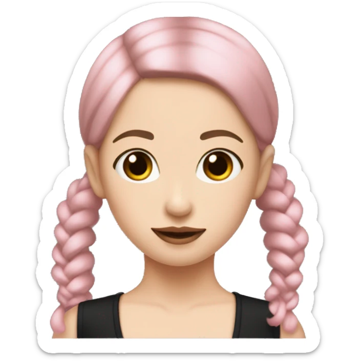 Pale girl with brown and pink on the bottom hair in pigtails and has on a black turtleneck halter top sticker