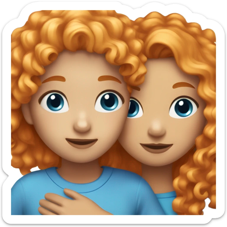Orange hair curly girl with freckles and blue eyes and another girl with blue eyes and blonde hair that’s straight and there both hugging eachother  sticker