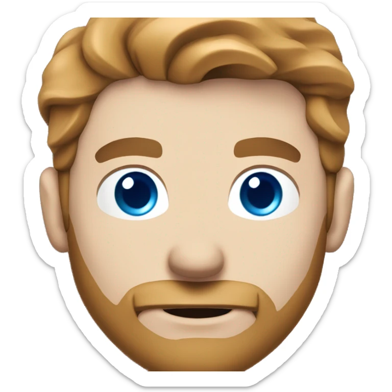 White superman, redish hair, blue eyes, redish brownish facial hair, very handsome, scruffy beard sticker