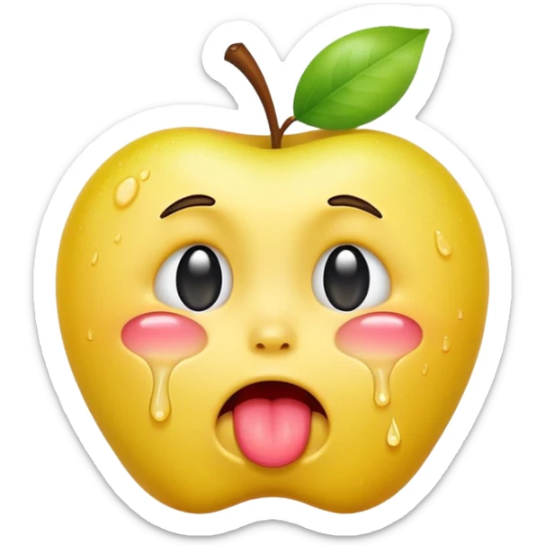 regular yellow apple emoji but it’s crying streams of tears and has its tongue out sticker