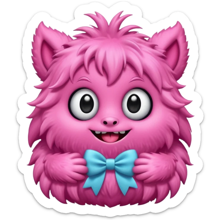 Kissy Missy character from Poppy Playtime, pink furry monster with big eyes and smile sticker