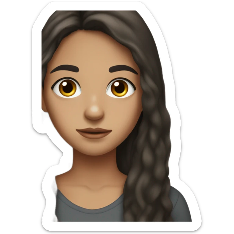 teenage white girl with long dark brown hair, a few freckles on nose, and dark eyes sticker