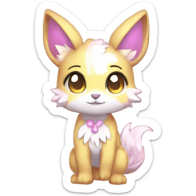 Cute Kawaii Chibi Anthro Sona Pretty Shiny Colorful Sparkly Fakemon Full Body sticker