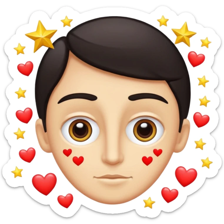 Quiero un emoji con el rostro de Félix de straykid, pero con los ojos más rasgados y con corazones, estrellas y destellos de luces alrededor, sobre su cabeza que diga "Te amo Josefa" con letras modernas pero cambia esos tonos que sean más naturales y que parezca un a persona oriental sticker