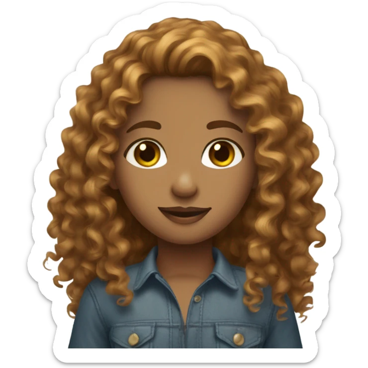 A curly golden brown hair girl with hazel eyes sticker