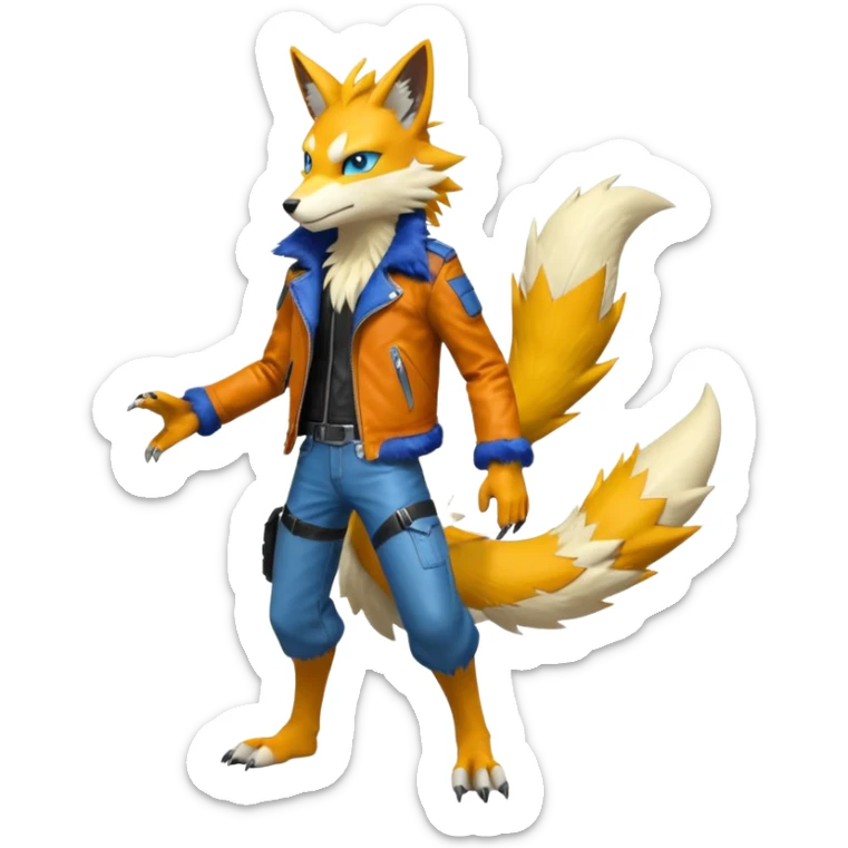 Ratchet-Lombax-Vernid-Zeraora-Renamon-Sergal-fusion, full body  sticker