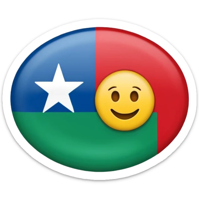 Emoji de bandera, mitad, azul y mitad inferior verde con un círculo rojo en el centro de la bandera en forma de rueda sticker
