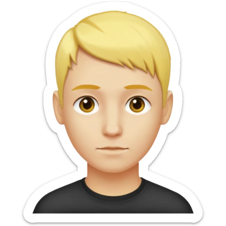 Gözlük yok saçları sarı renk sağ taraf saç kesimi sıfır sticker