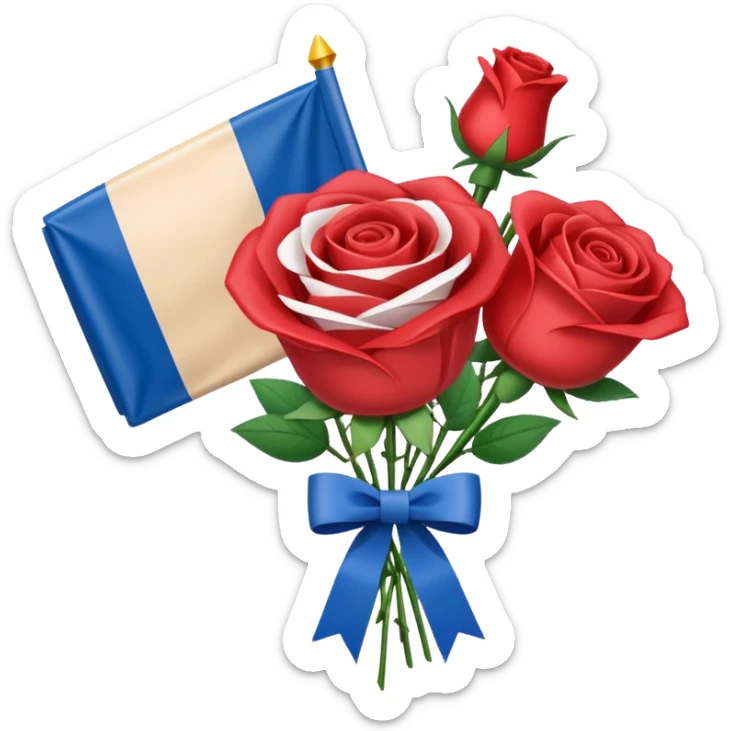 SPAM MEAT rose bouquet wrapped in french flag and bow sticker