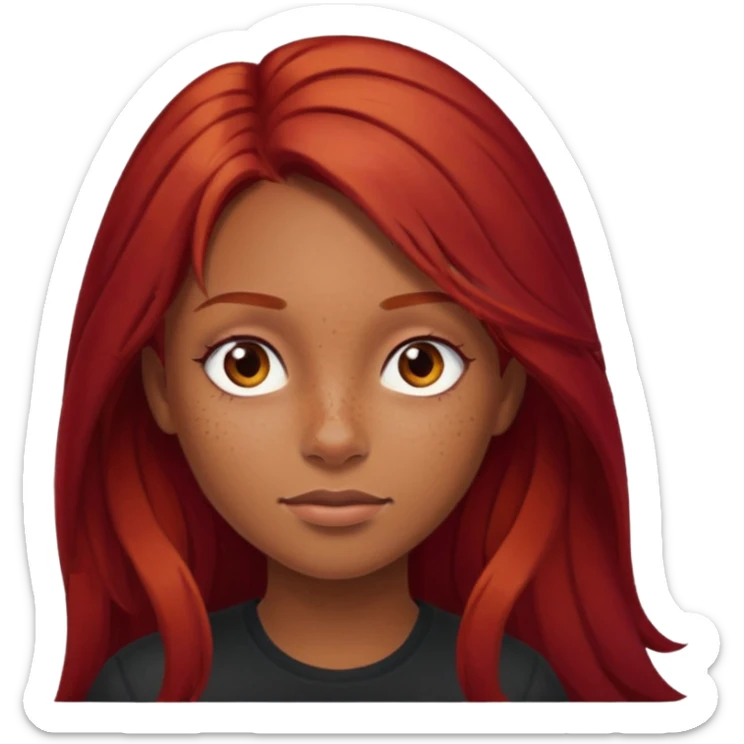 Girl with light brown skin and dark long red hair sticker