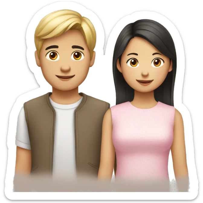 son and daughter half  asian and european family sticker