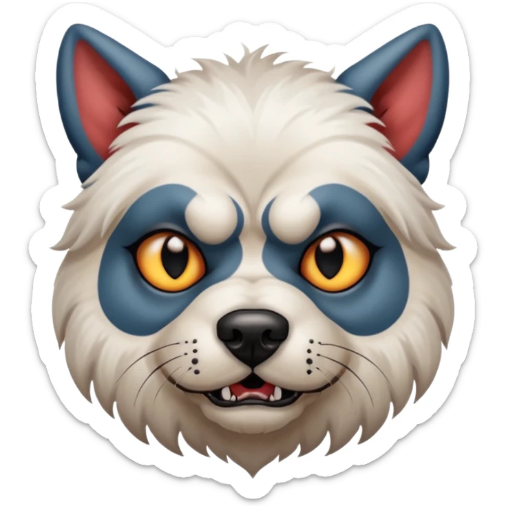 tattooed scary looking dog with heavy face tattoes, white dog sticker