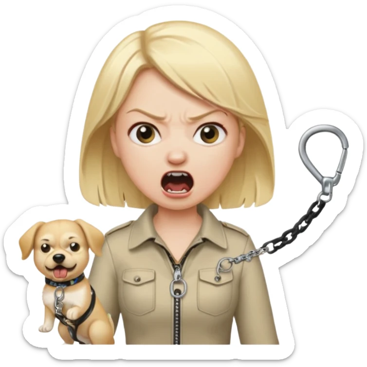 a karen mom yelling at somebody that wont take their dog out sticker