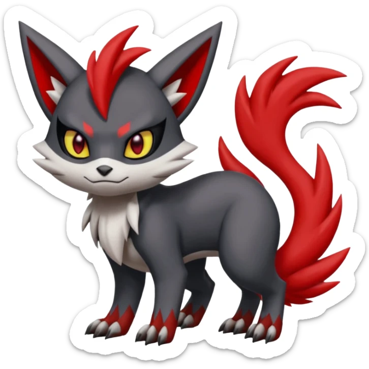 Zangoose-Meloetta-Litten-Guilmon-Darkrai-Pokémon-Fakémon-fusion-hybrid-creature with big claws sticker