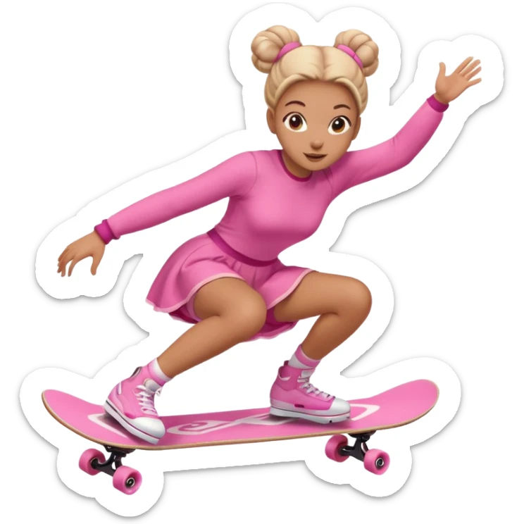 My little pony Cute skater 10 girl with two buns and pink outfit, gliding with playful energy. sticker