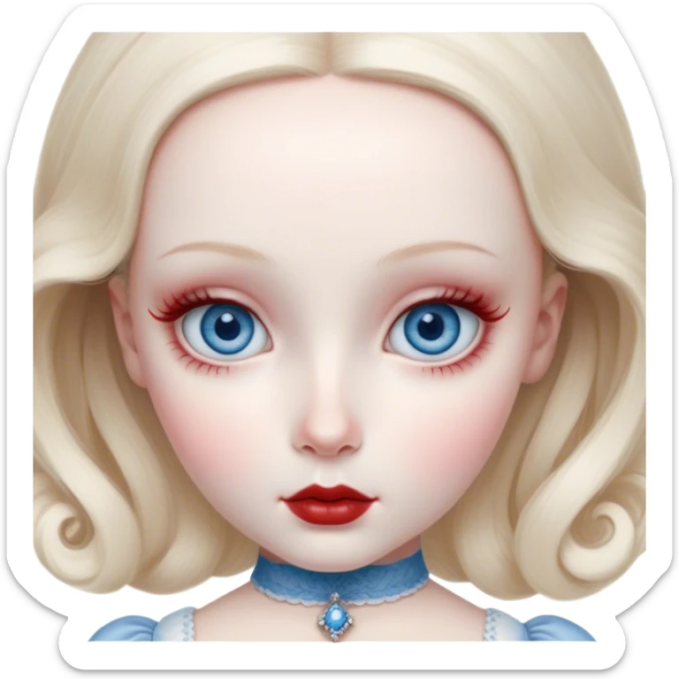 porcelain doll skin, large blue eyes with long lashes, fine details, olivia culpo as milady de winter, jinyoung shin art, refined nose, scarlet, dim light, by Maude Kaufman Eggemeyer, great digital art with details, by Scott Samuel Summers, ad image, ori and the blind, stunningly realistic sticker