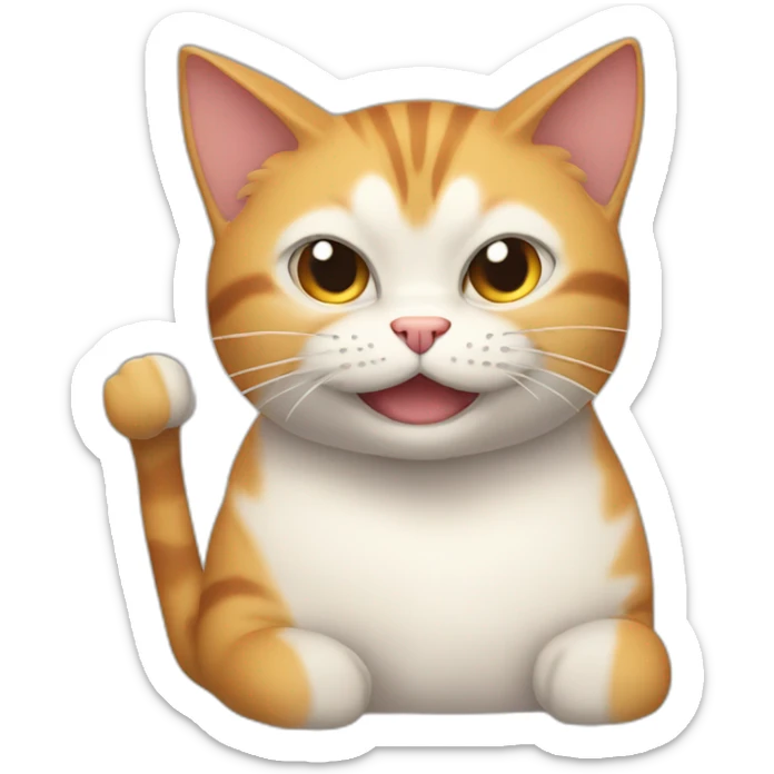 a cat with muscles as whole body that is giving you a wink show the whole body sticker