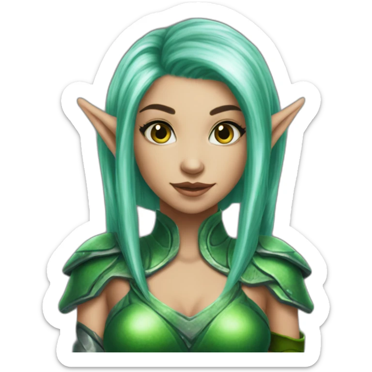 metalic-hair-shy-green-tattoo-elf-girl sticker