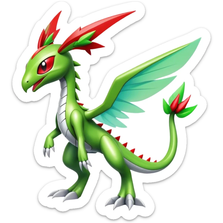 Cute Cool Edgy Shiny Futuristic Ethereal Legendary Kartana-Digimon-Schyther-Flygon-hybrid full body sticker