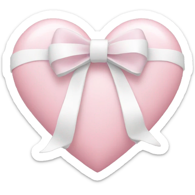 Pastel pink heart with white bow sticker