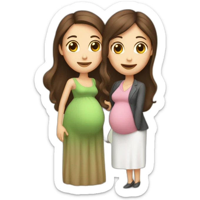Long brown hair lady with her pregnant teacher wife sticker
