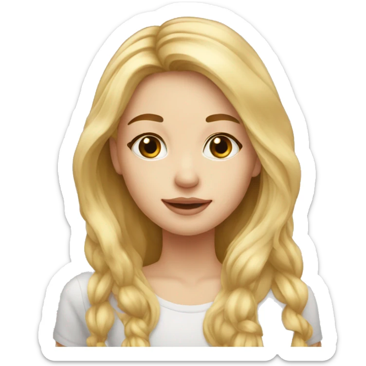 blonde long hair cute girl with hazel eyes with freckles sticker