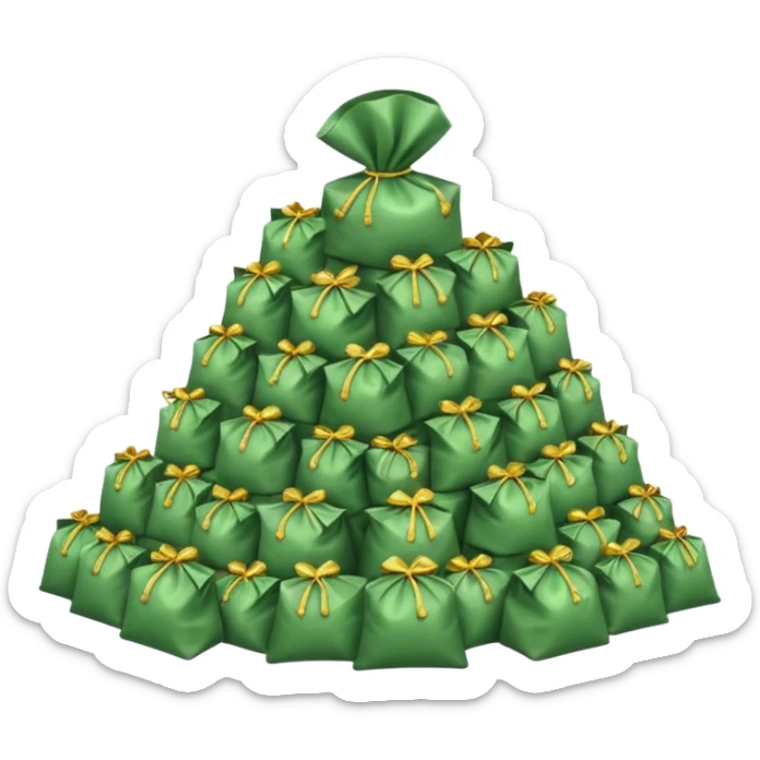 mountain of cash, with bags of money arount sticker