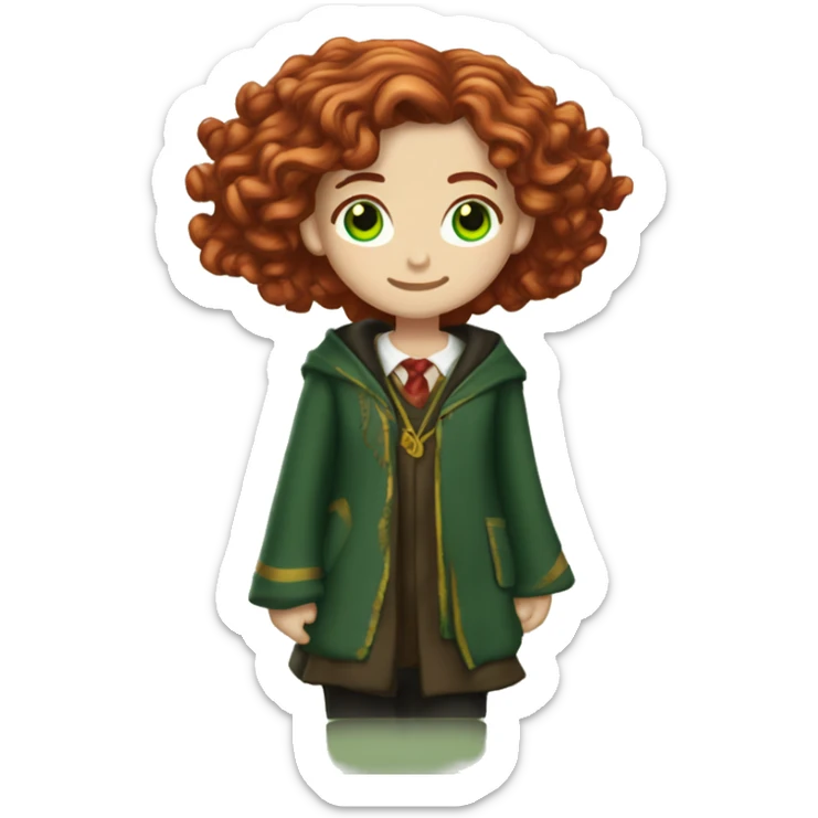 1 Hermione granger with red hair green eyes and her hupplepuf wizard clothese sticker