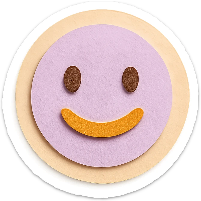 soft pastel soft circle frame with subtle shadow with a smiling face accent sticker