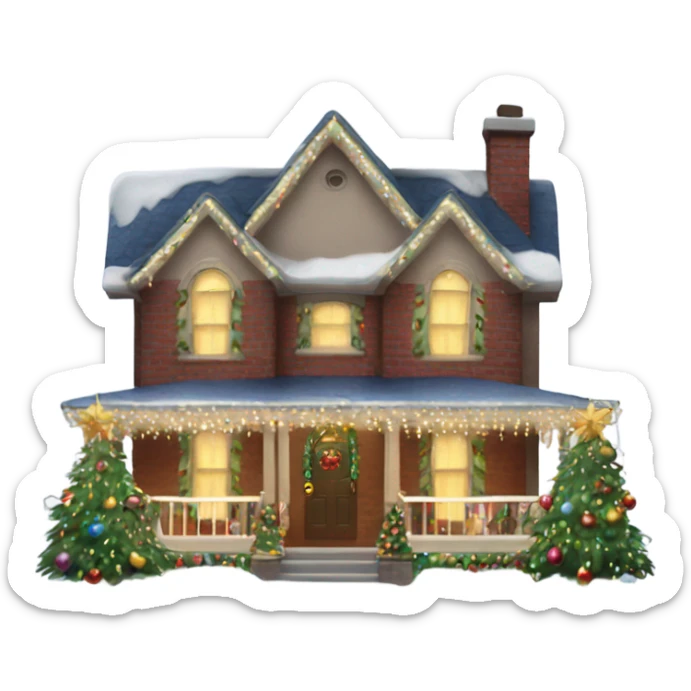 house decorated with fancy Christmas lights and lots of Fancy decorations sticker
