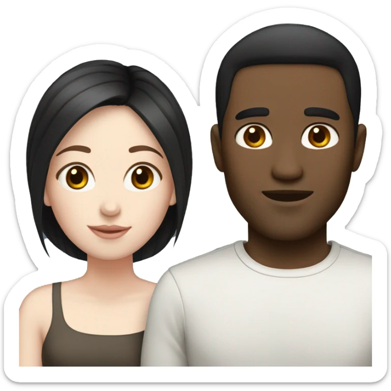 Couple with pale skin black hair sticker
