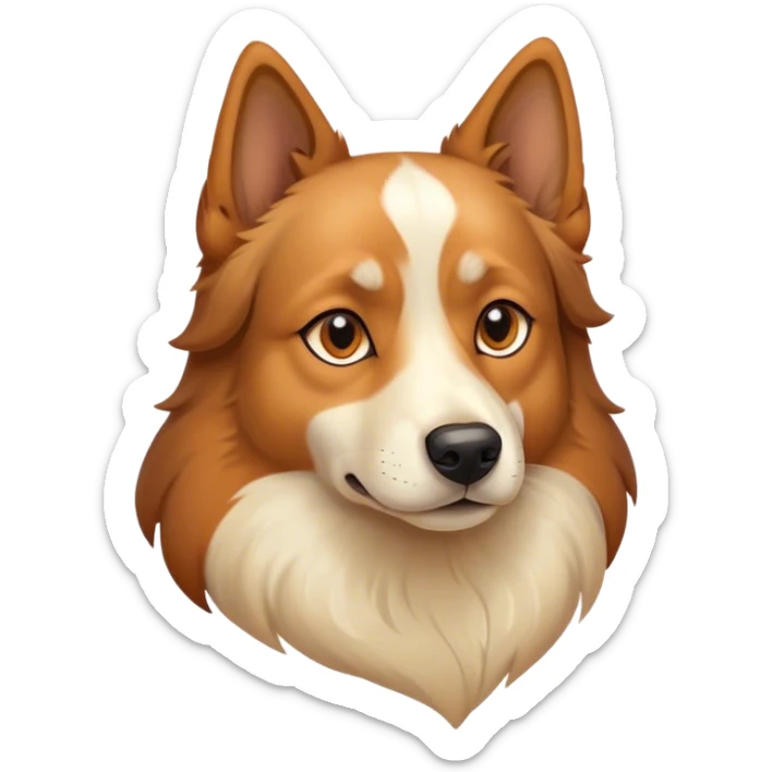 Cinematic Noble Domestic Dog Portrait Emoji, Poised and dignified, with a well-proportioned build and a neatly groomed coat of warm, inviting tones, expressive eyes radiating loyalty and wisdom, Simplified yet sharp and sophisticated features, highly detailed, glowing with a soft, dignified glow, high shine, intelligent and steadfast, stylized with an air of understated charm, focused and attentive, soft glowing outline, capturing the essence of a watchful and confident domestic dog that feels as though it could step out of the screen with effortless authority! sticker