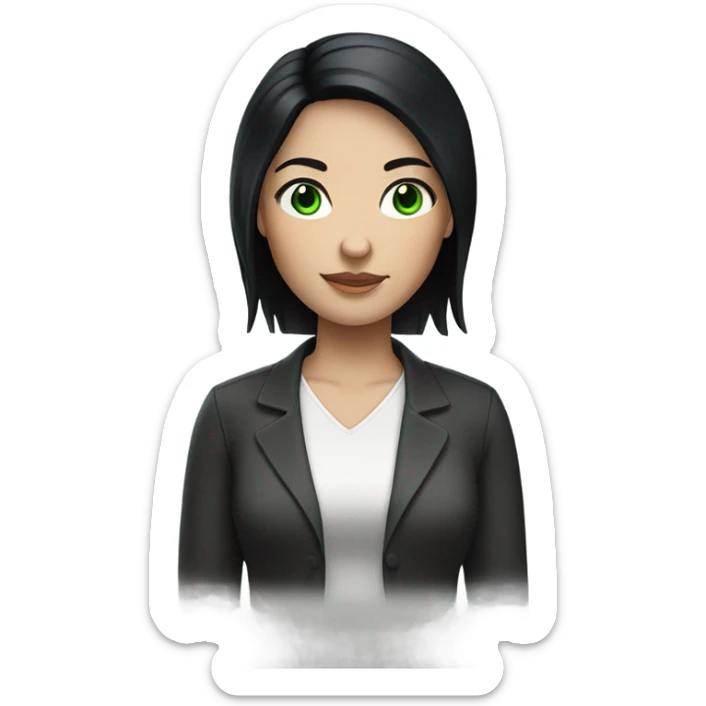 Woman black hair white green eyes sticker