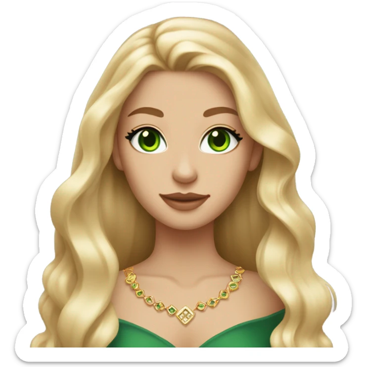 gorgeous long blonde girl cat eye green eyes gold jewlery light skin sticker