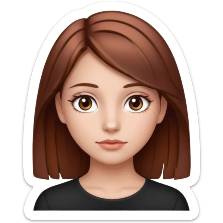 girl with fair skin, brown hair with a few rose gold highlights, and brown eyes sticker