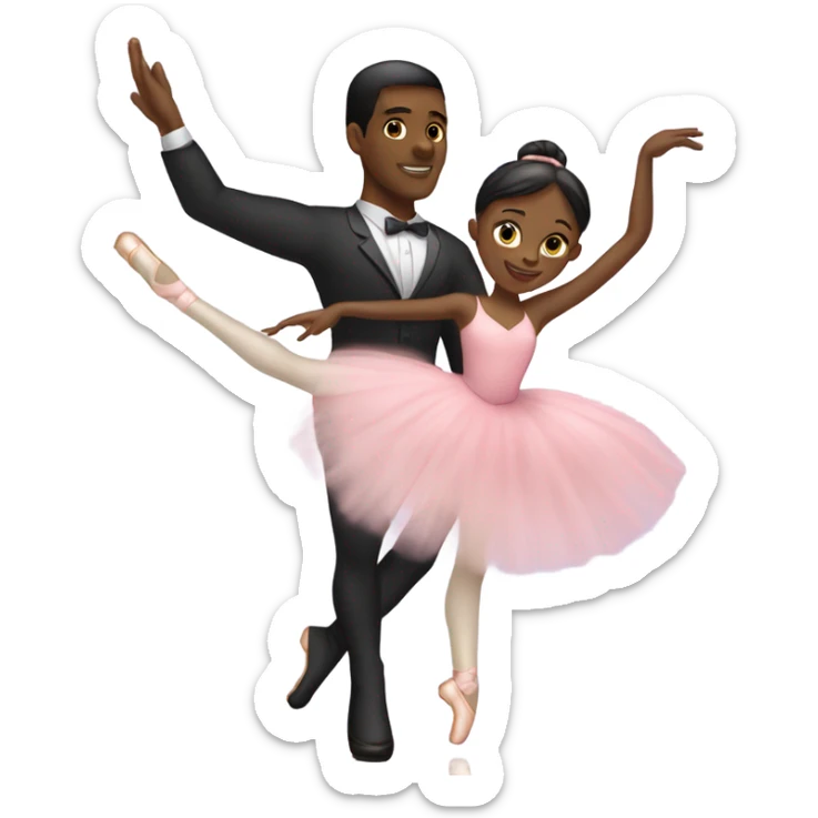 black male ballerina holding black femalw ballerina in the air sticker