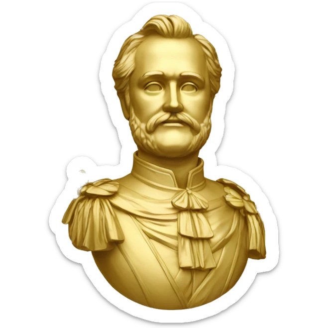 Laurel wreath Pedro II of Brazil golden statue sticker