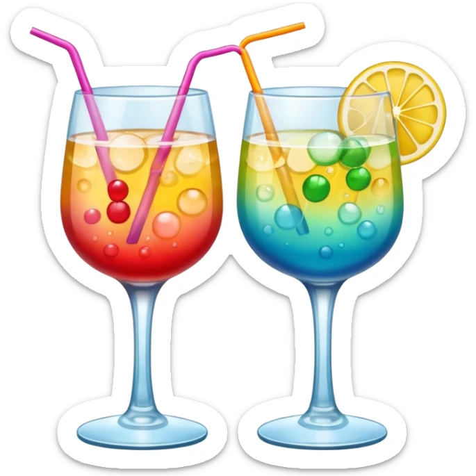 two realistic glasses of cocktail in emoji style sticker