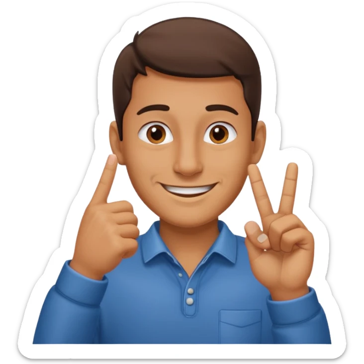 Un hombre introduciendo la nariz entre los dedos mientras hacen gesto de Ok sticker