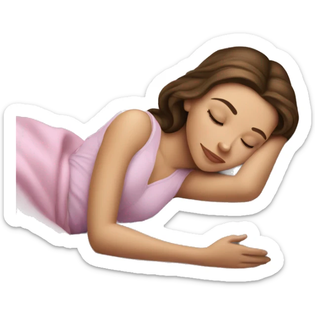 sleeping beauty brunette white girl with a silk pillow sticker