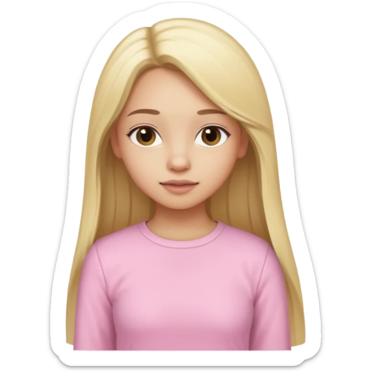 girl in light pink clothes, blonde with long straight hair, half sideways pose, variation 2 sticker