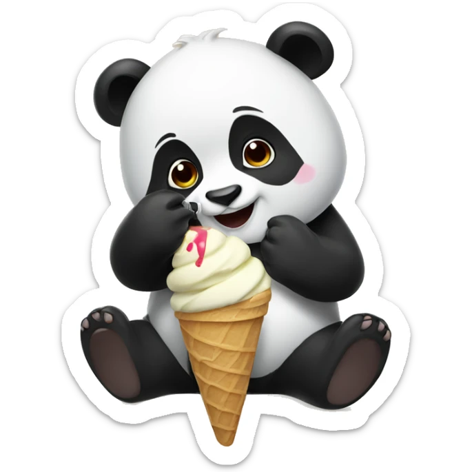 Panda eating ice cream sticker