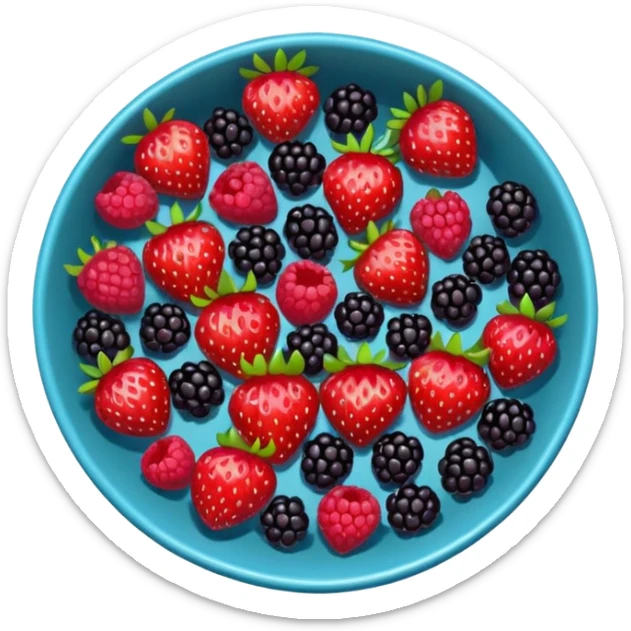 bowl solo de frutos rojos: fresas, moras, frambuesas. con vista desde arriba sticker