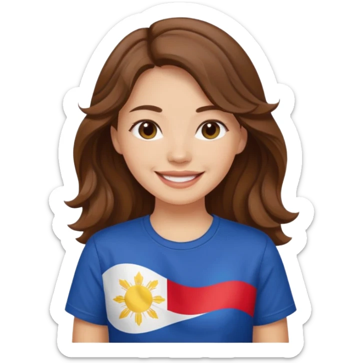 alternative white girl wavy brown hair girl filipino flag sticker