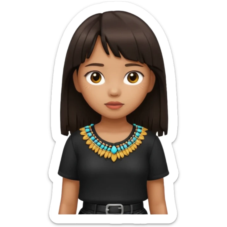 Philippino girl in black fringed shirt, with hand on hip sticker