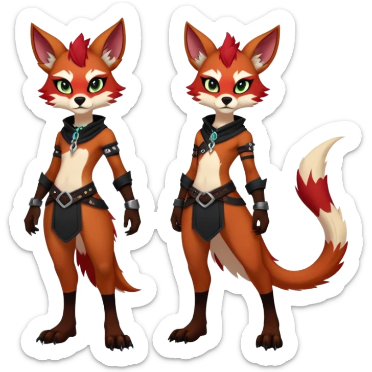 edgy badass cool Falvie-Fionbri-creature-fursona, full body, with random markings sticker