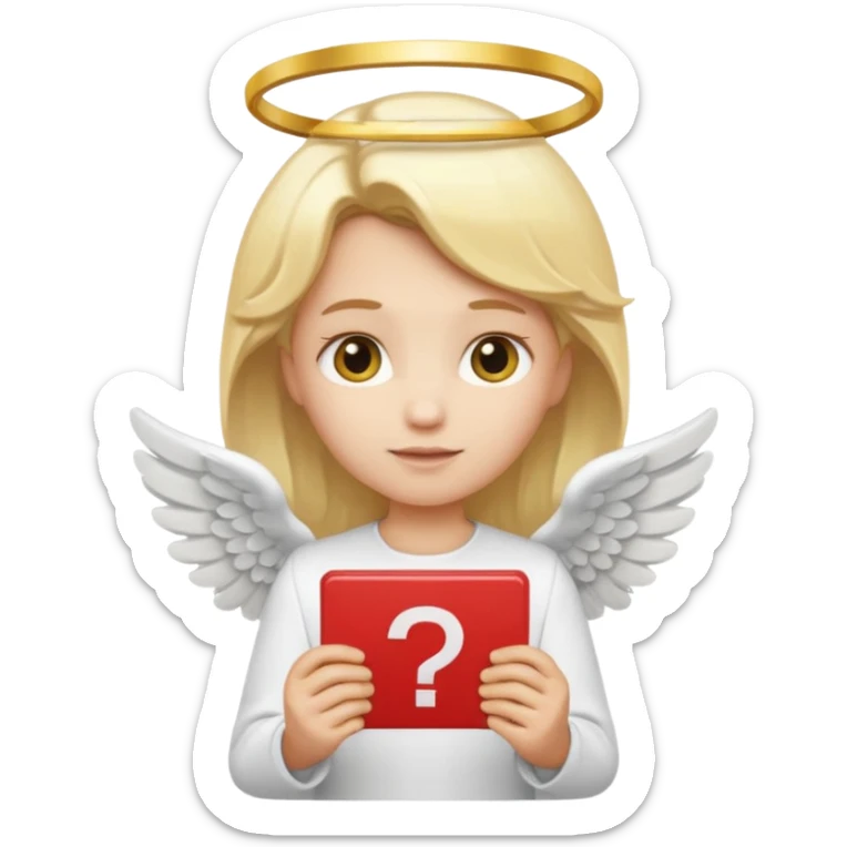"An angel emoji with blonde hair, a halo, wings, holding a 'COMPARTILHAR' sign in bold letters." sticker