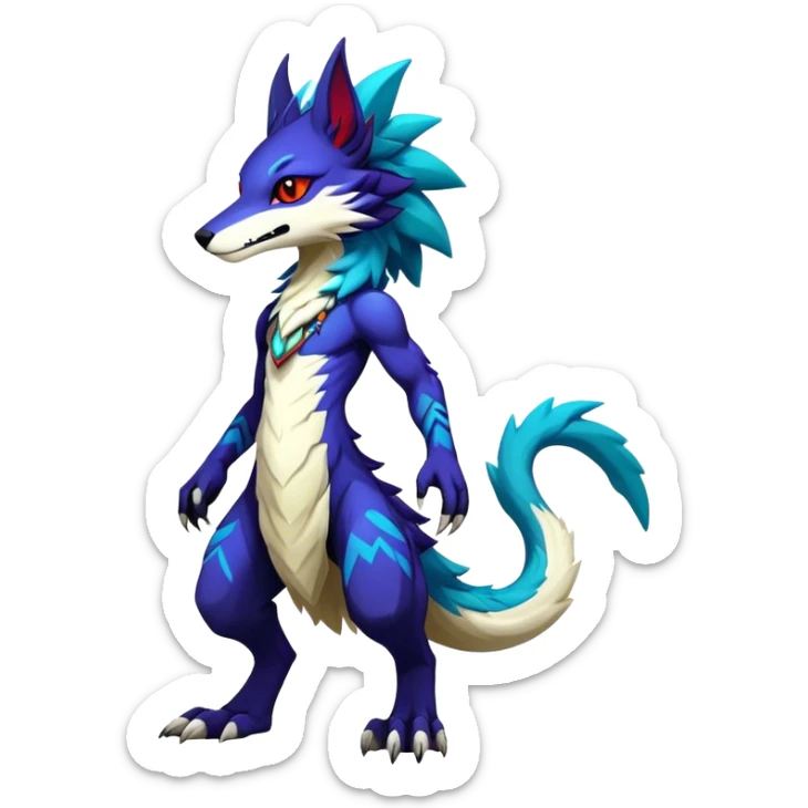 Epic Edgy Cute Colorful Modern Anthro Vernid-Protogen-Sergal-fursona-creature-animal full body sticker