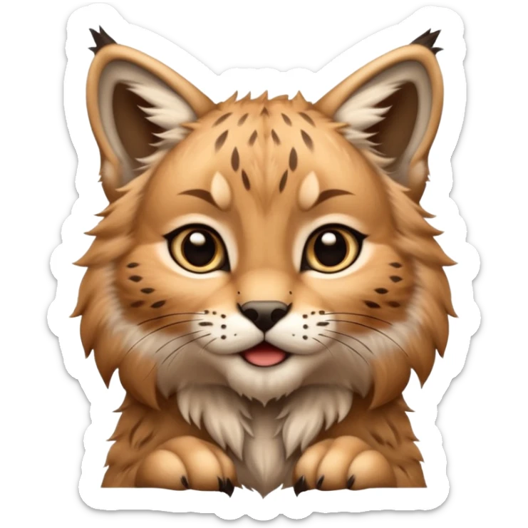 A high-resolution photo-realistic digital illustration of a baby lynx, chest upward A high-resolution, photo-realistic digital illustration of a majestic young Eurasian lynx, shown from the shoulder upwards with lynx markings, zoomed out showing half body  sticker