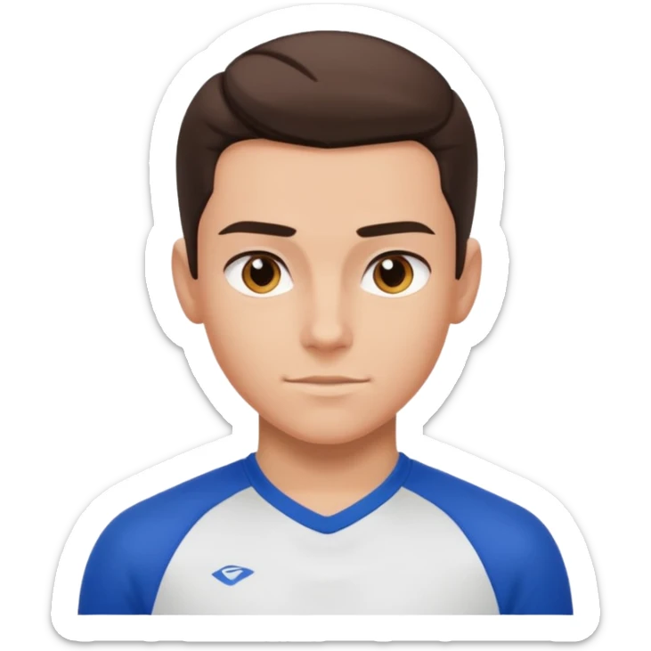 teen boy slick back brunette hair wearing sport clothes giving famous school boy vibe with confident attitude and smirk sticker